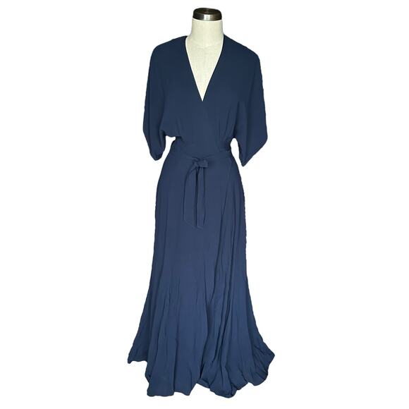 REFORMATION Winslow Navy Wrap Maxi Dress Women's Size Small Bridesmaid‎ Gown - Picture 2 of 8